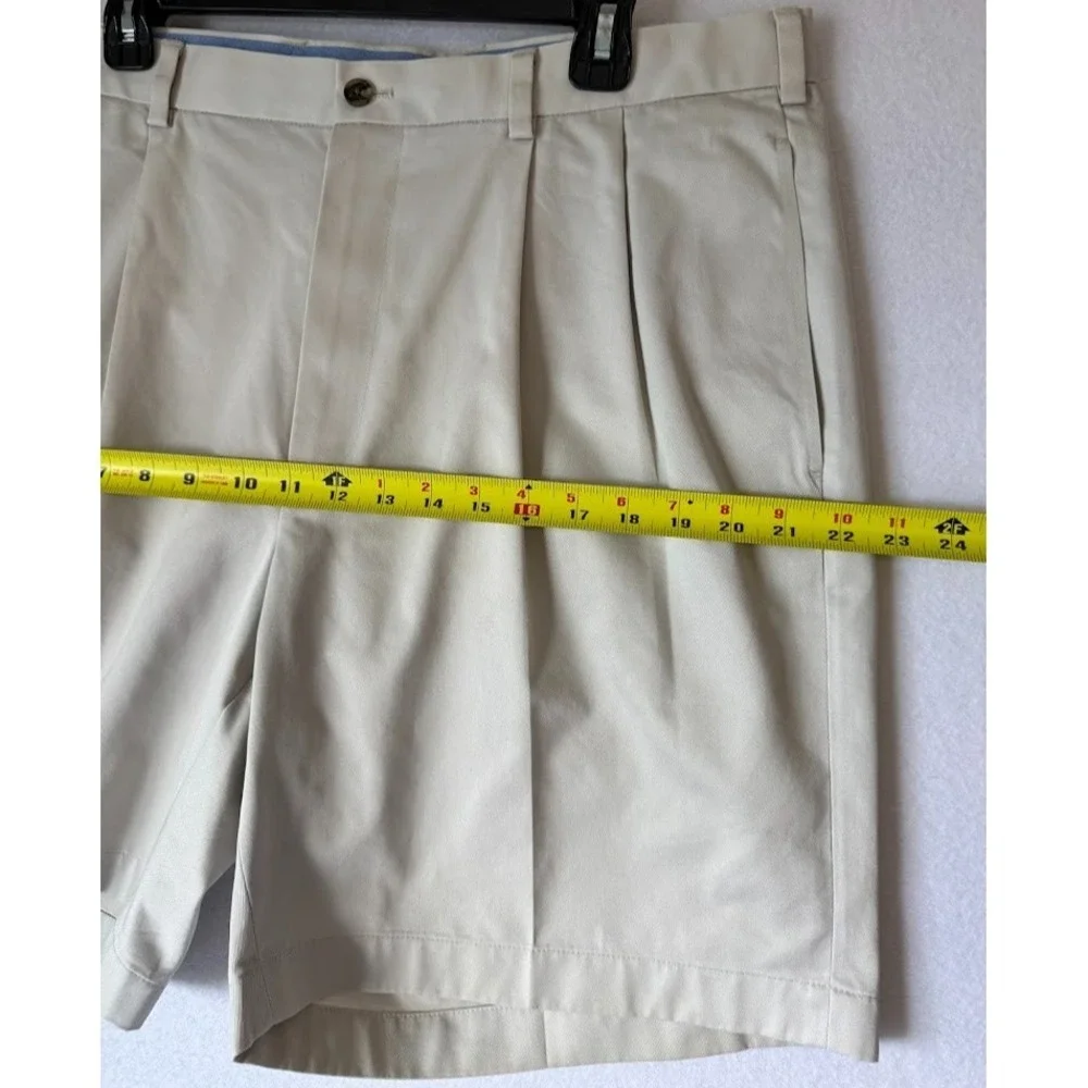 Brooks Brothers Advantage Chino Shorts Men W38 Beige Pleated Golf Casual Cotton